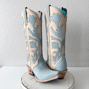 Lane JOLENE Cowboy Boots Blueberry Buttermilk Suede Western Snip Toe Womens 8